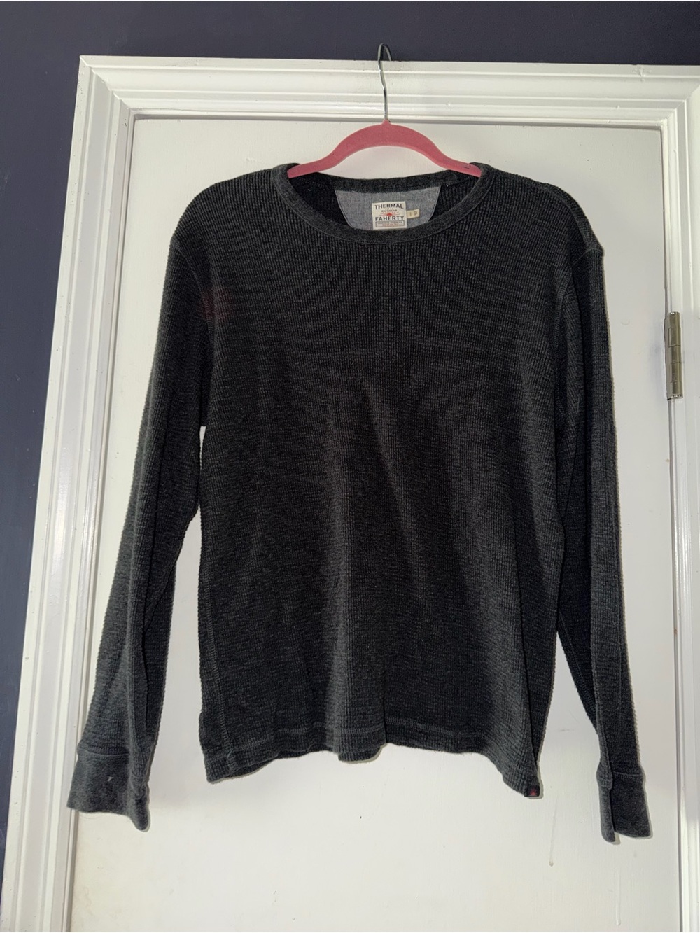 Faherty Dark Charcoal Long Sleeve Thermal Tee